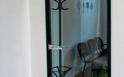 Стеклянная межкомнатная дверь в стиле минимализма лофт